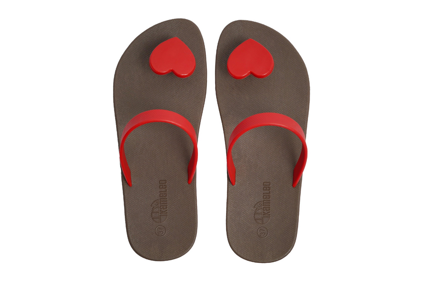 Poppi Heart Brown Sole Red Strap