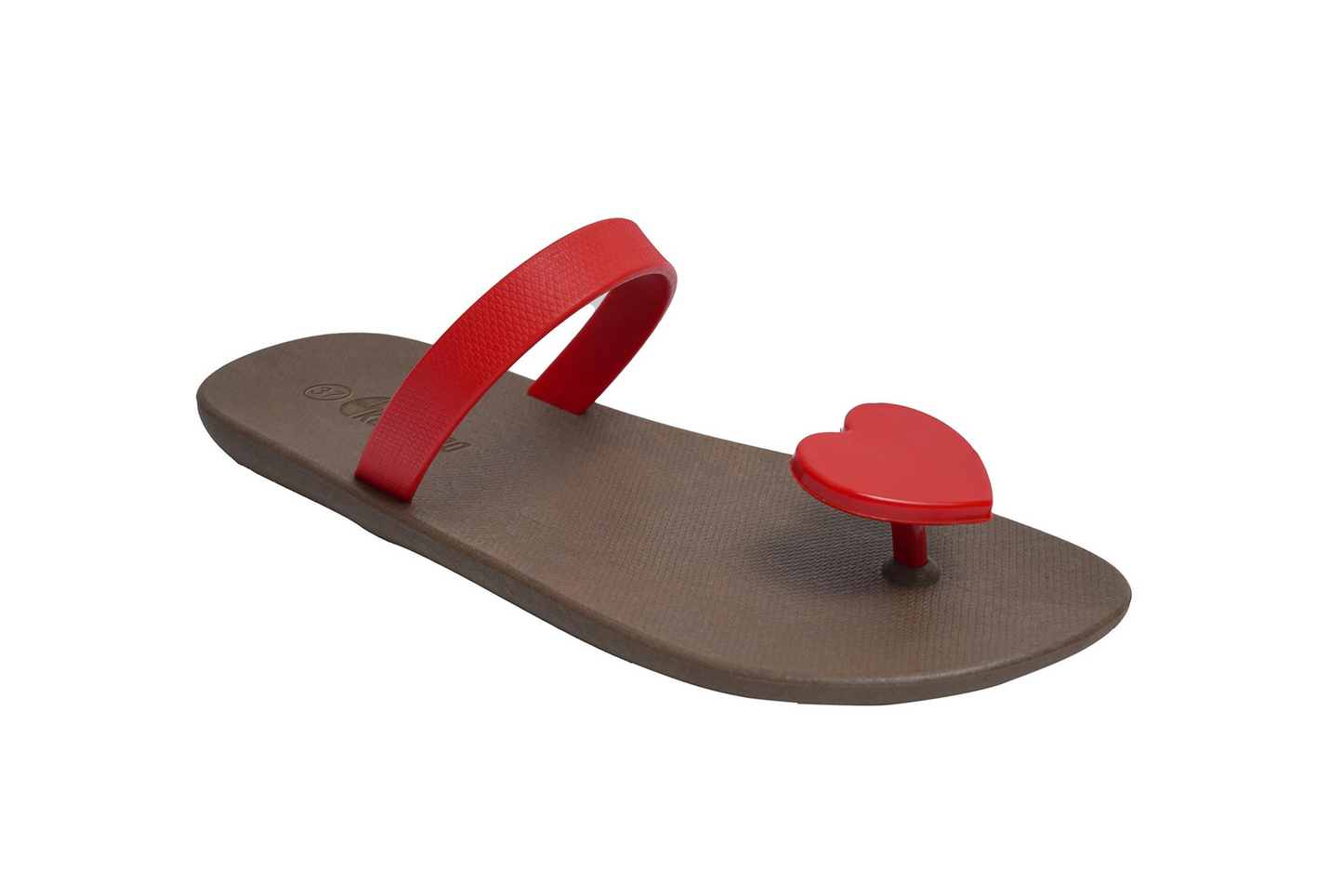 Poppi Heart Brown Sole Red Strap