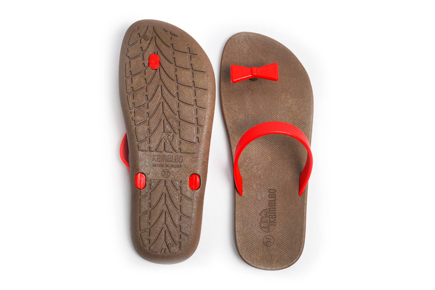 Poppi Bow Brown Sole Red Strap