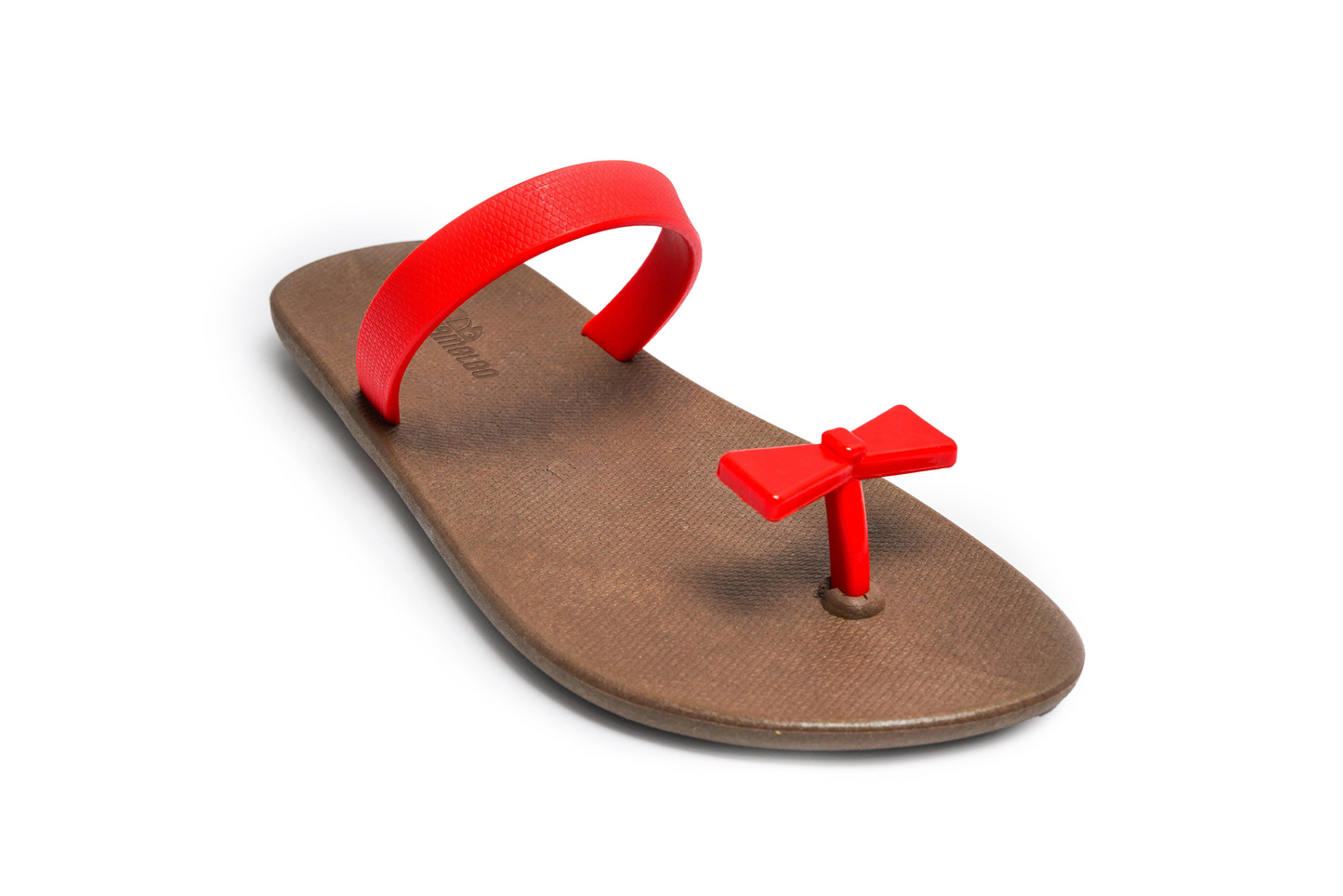 Poppi Bow Brown Sole Red Strap