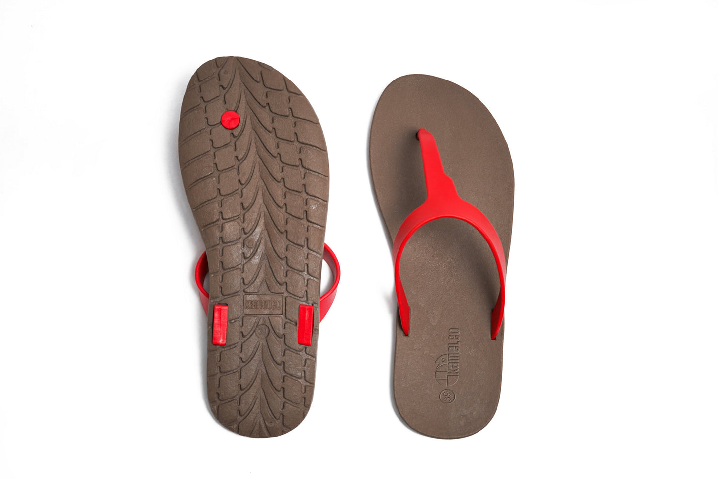 Thongs Brown Sole Red Strap