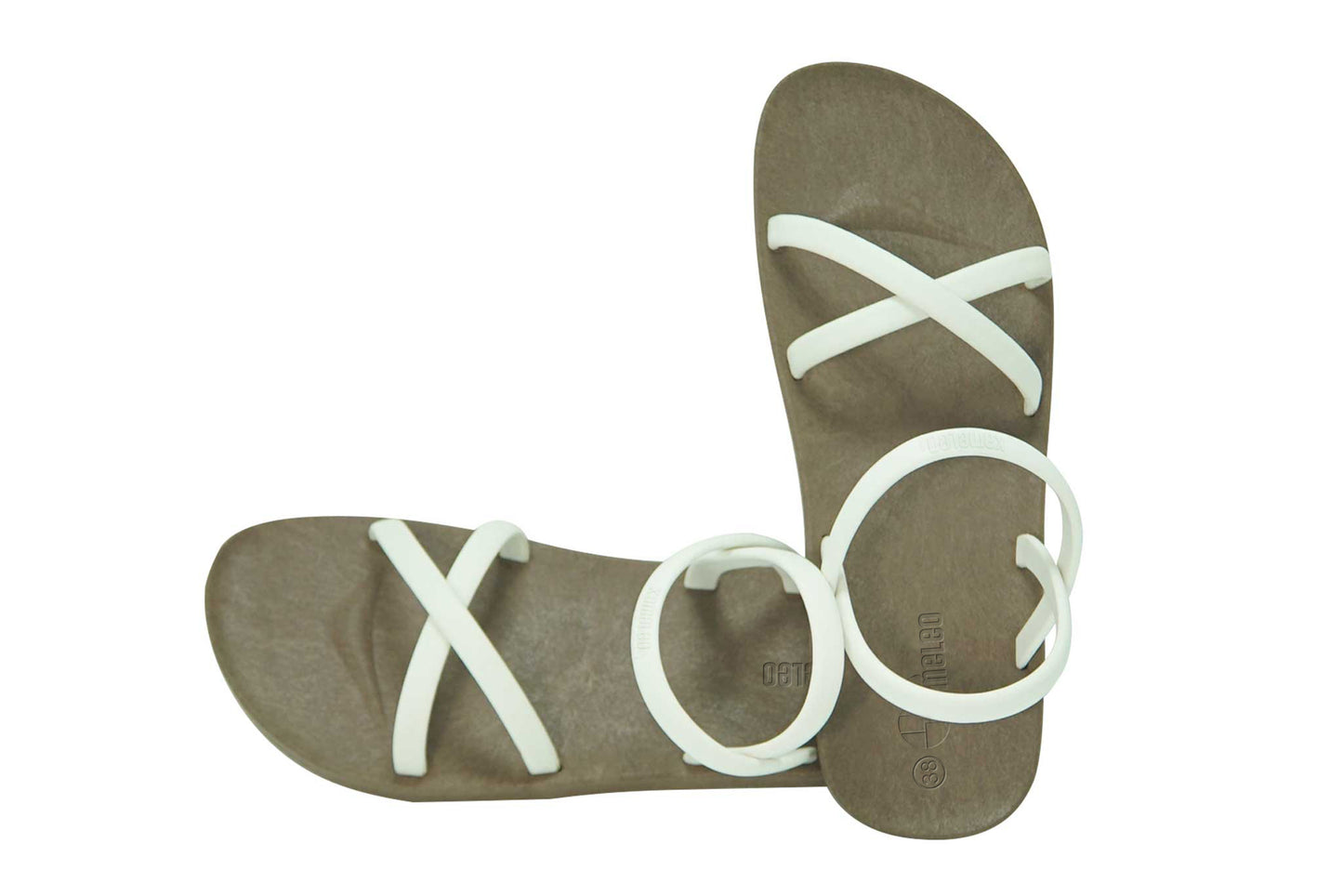 Cross Slim Brown Sole White Strap