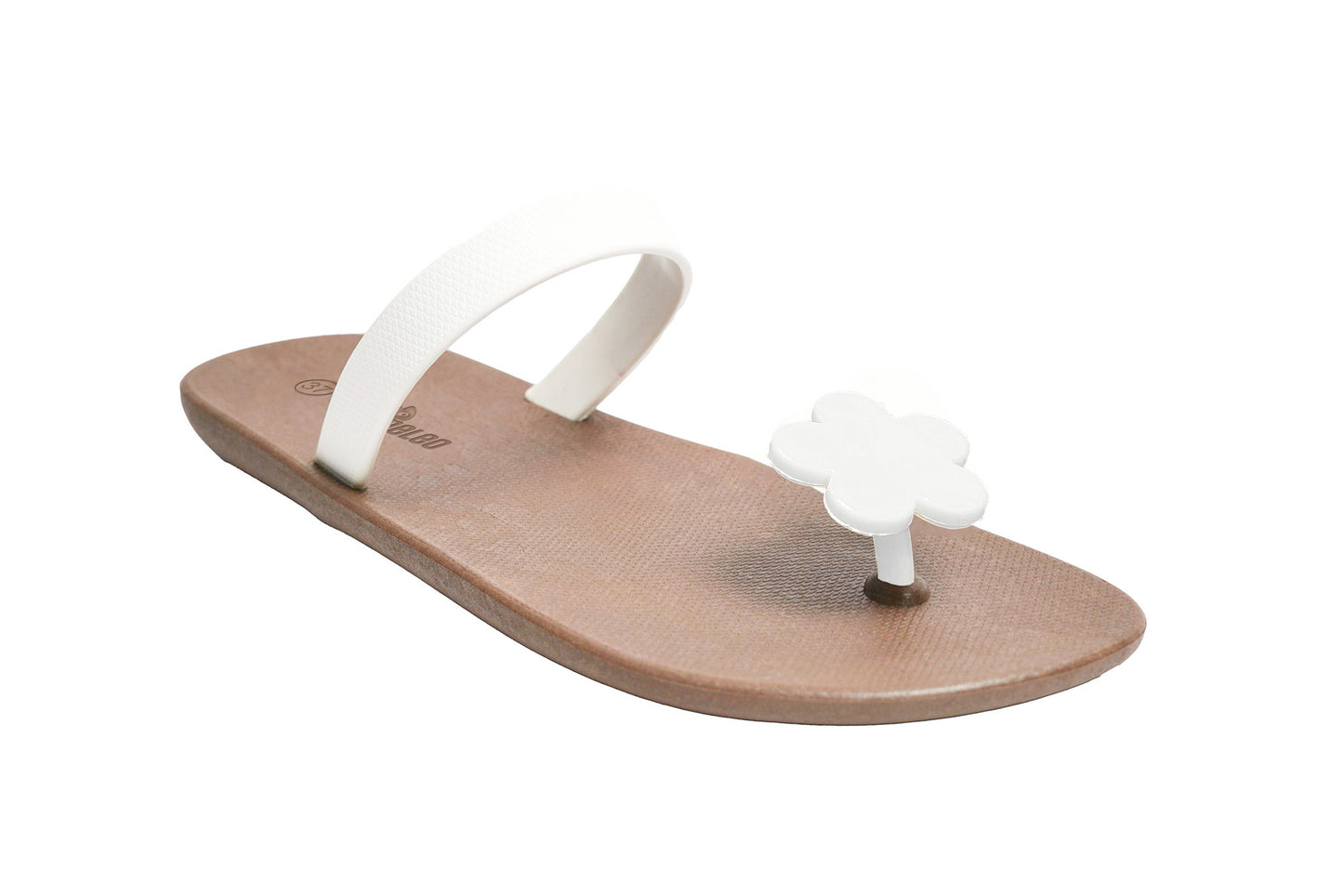Poppi Flora Brown Sole White Strap