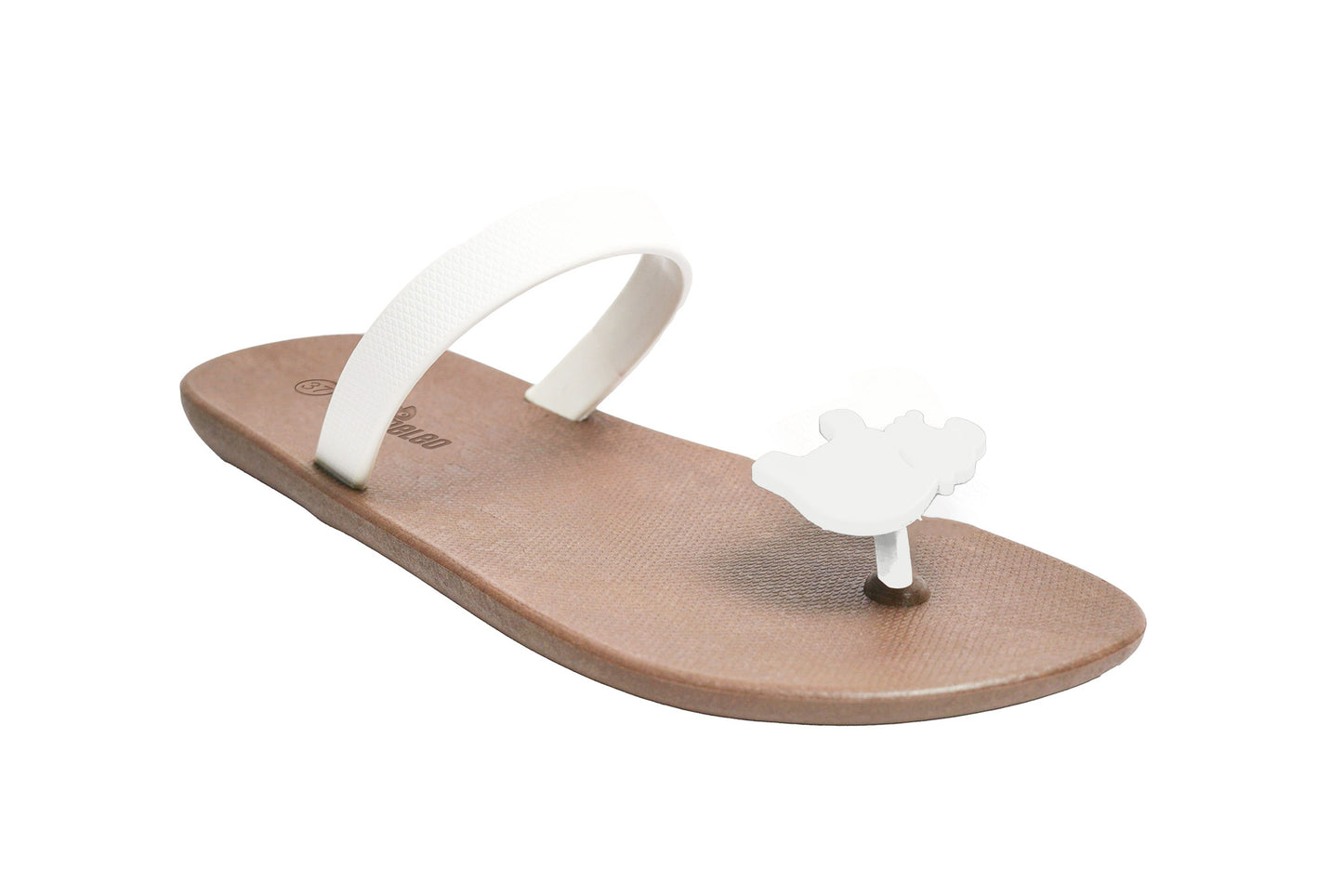 Poppi Hippo Brown Sole White Strap