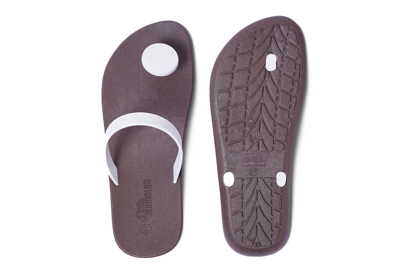 Poppi Dot Brown Sole White Strap