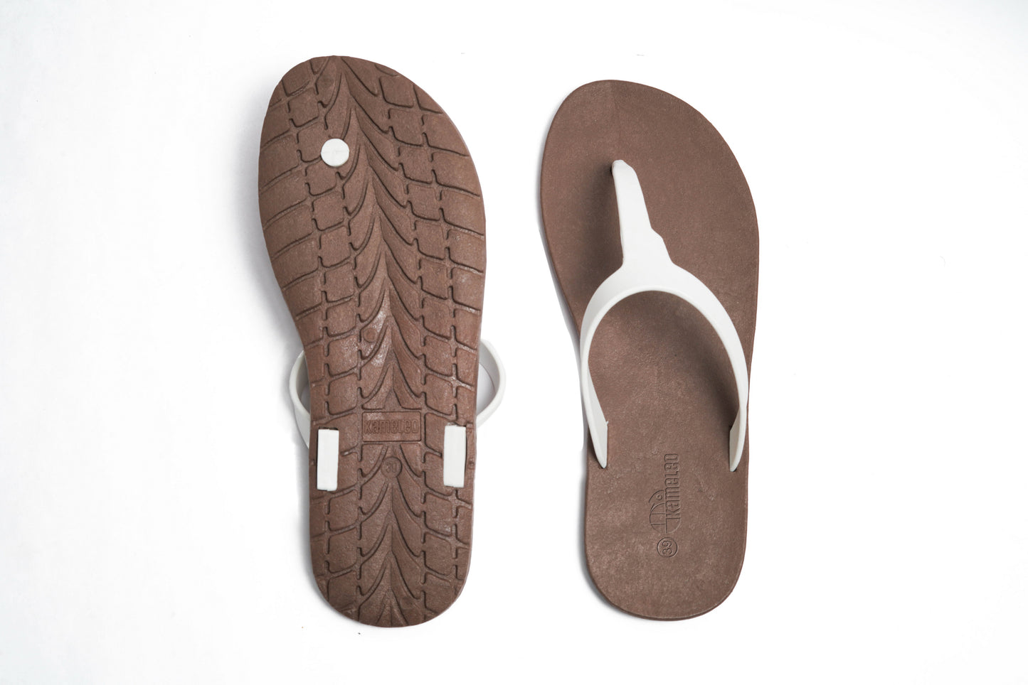 Thongs Brown Sole White Strap