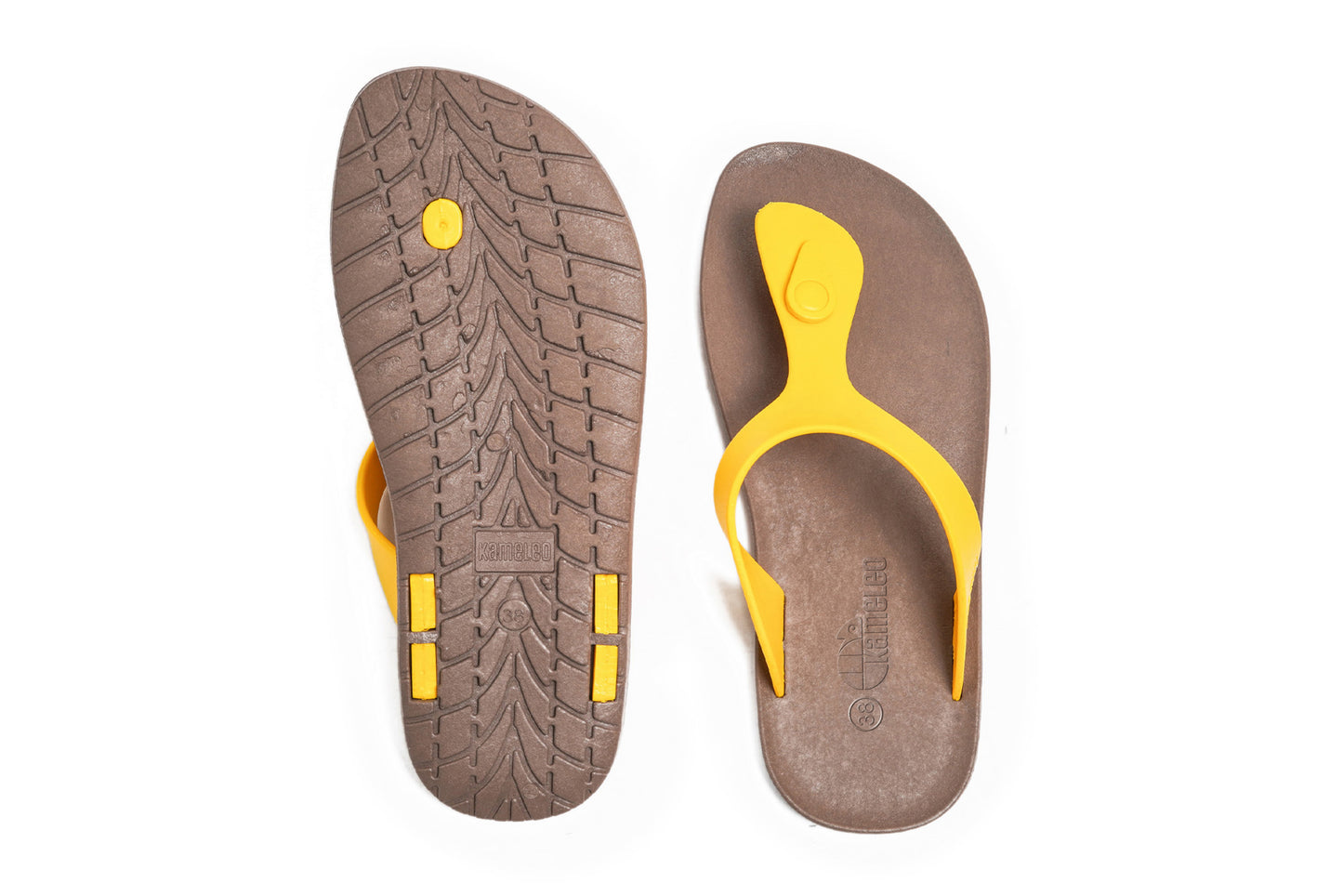 Candy Brown Sole Yellow Strap