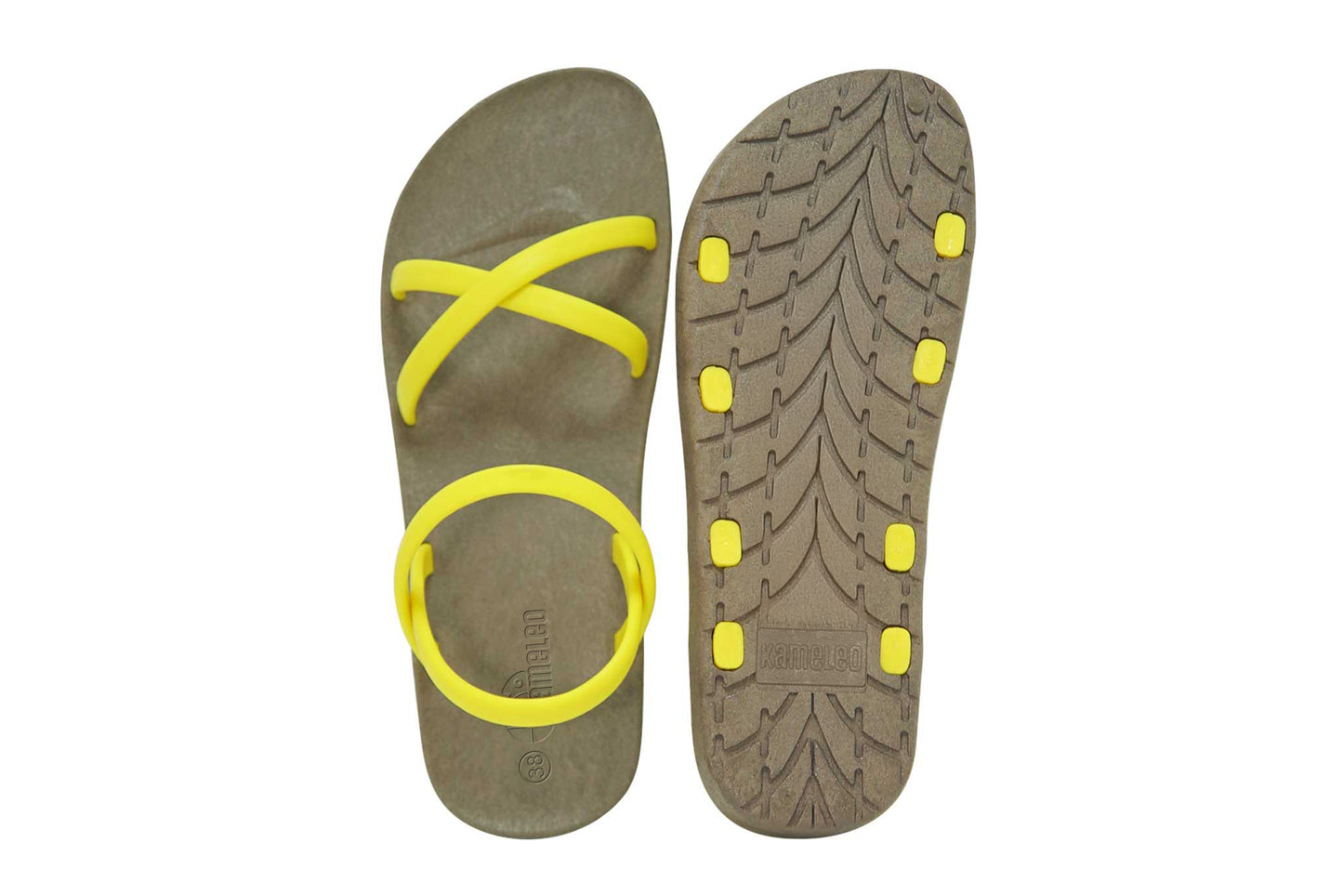 Cross Slim Brown Sole Yellow Strap