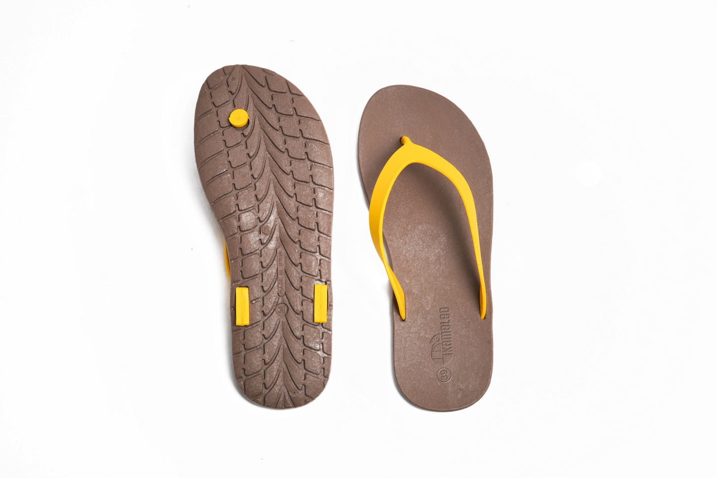 Flippy Brown Sole Yellow Strap