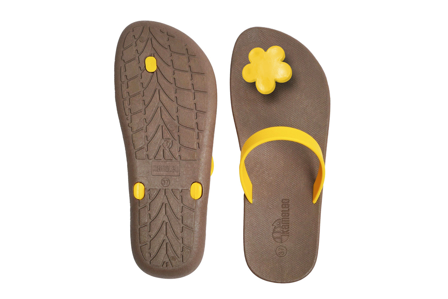 Poppi Flora Brown Sole Yellow Strap