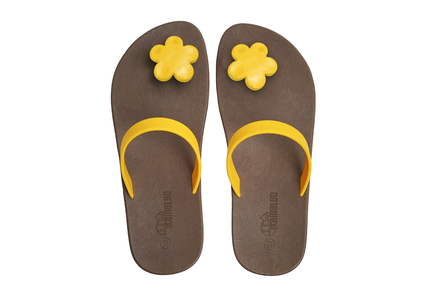 Poppi Flora Brown Sole Yellow Strap