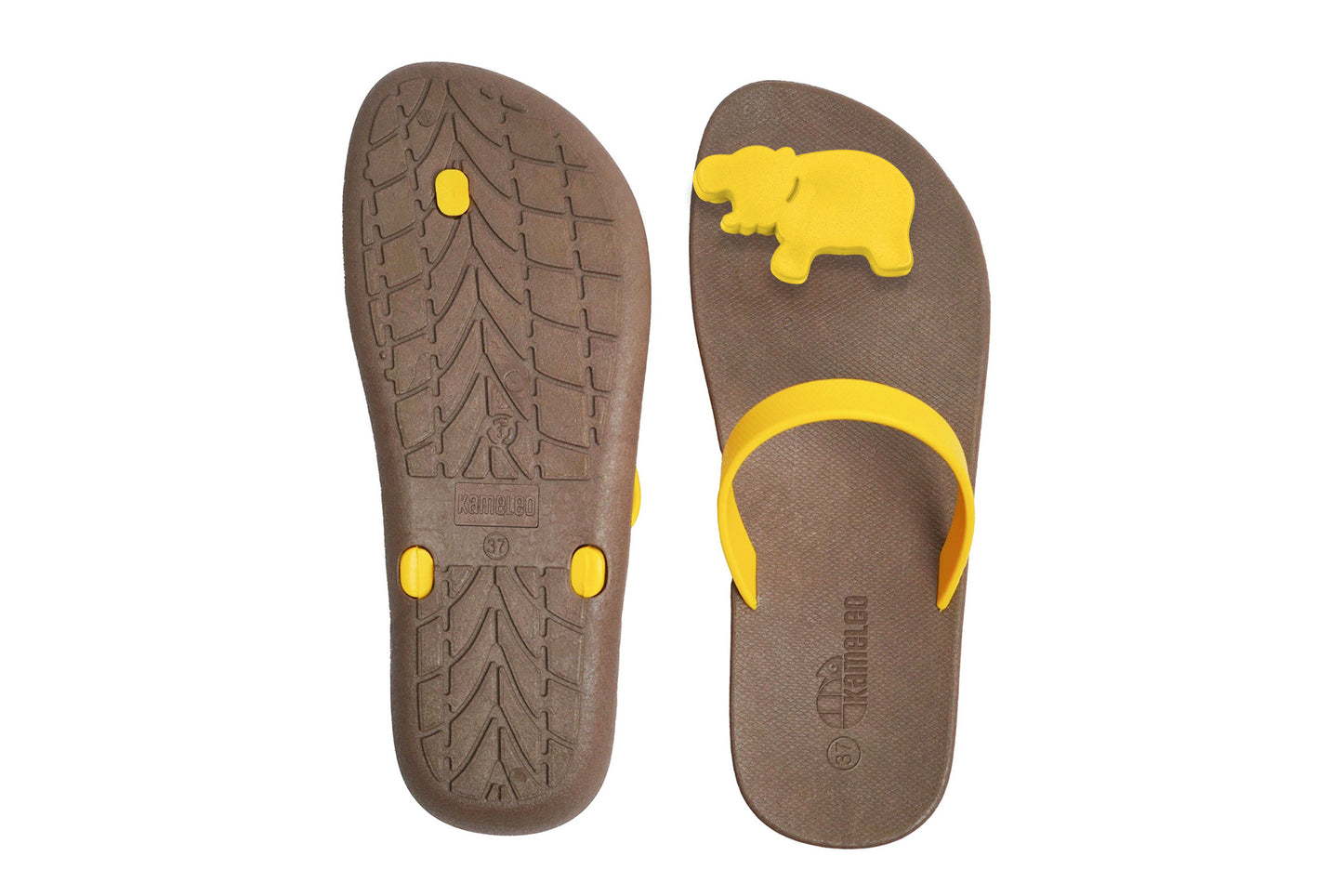 Poppi Hippo Brown Sole Yellow Strap