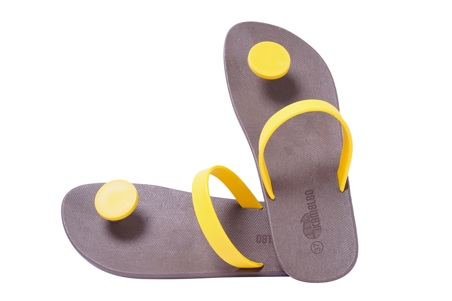 Poppi Dot Brown Sole Yellow Strap