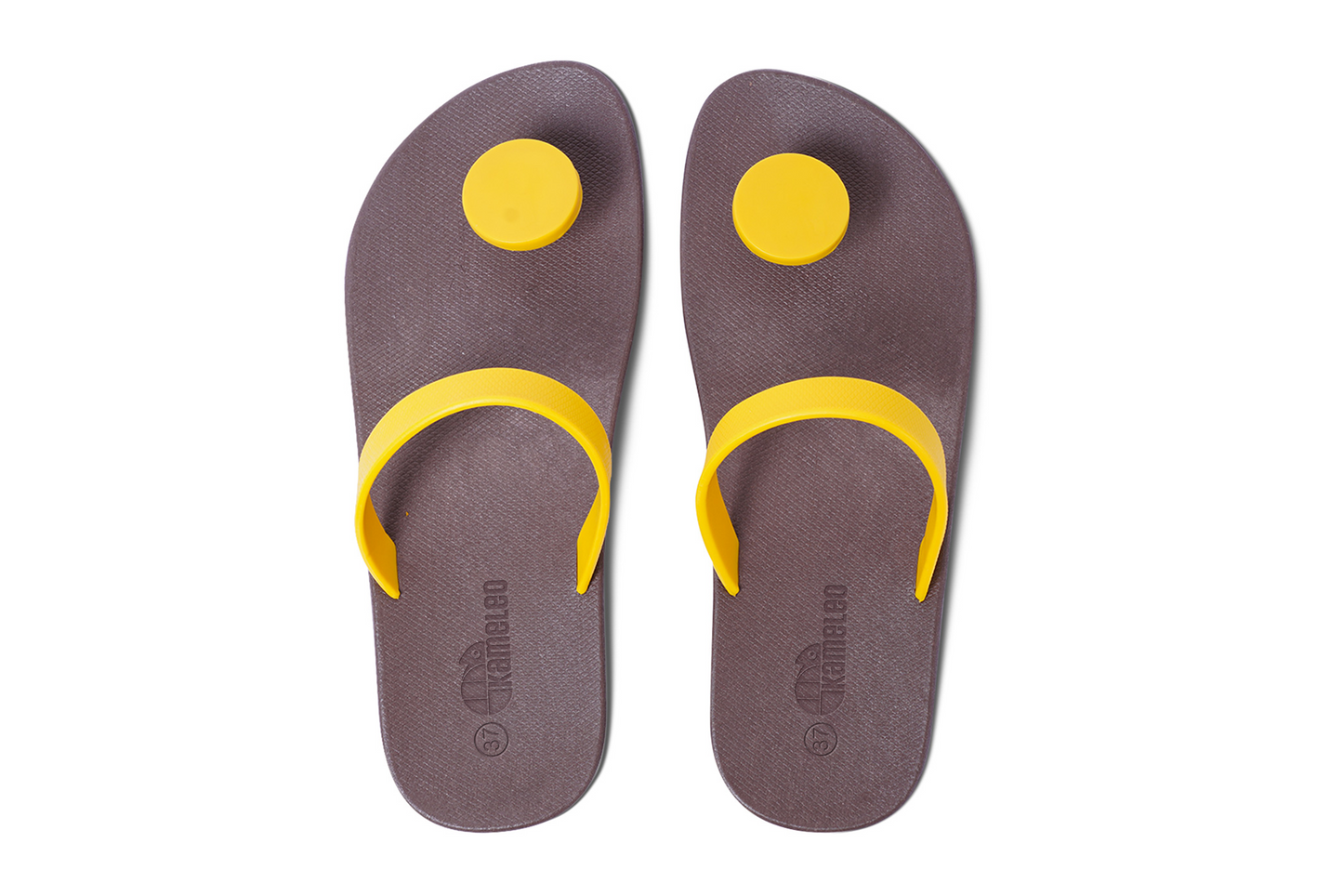 Poppi Dot Brown Sole Yellow Strap