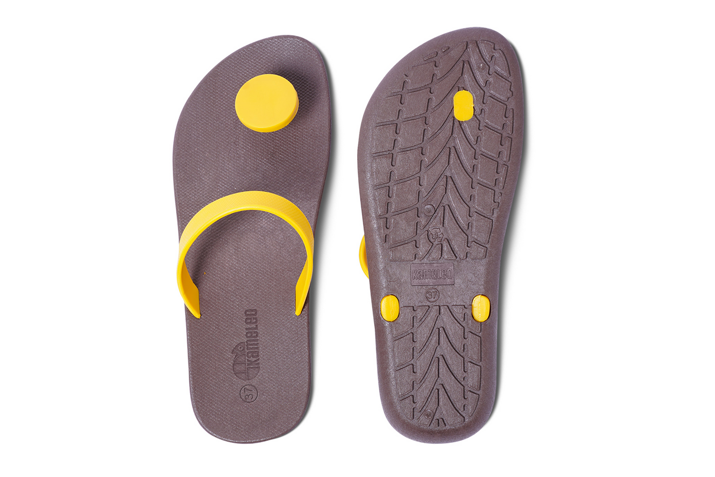 Poppi Dot Brown Sole Yellow Strap