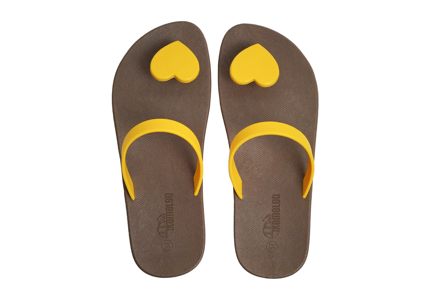 Poppi Heart Brown Sole Yellow Strap