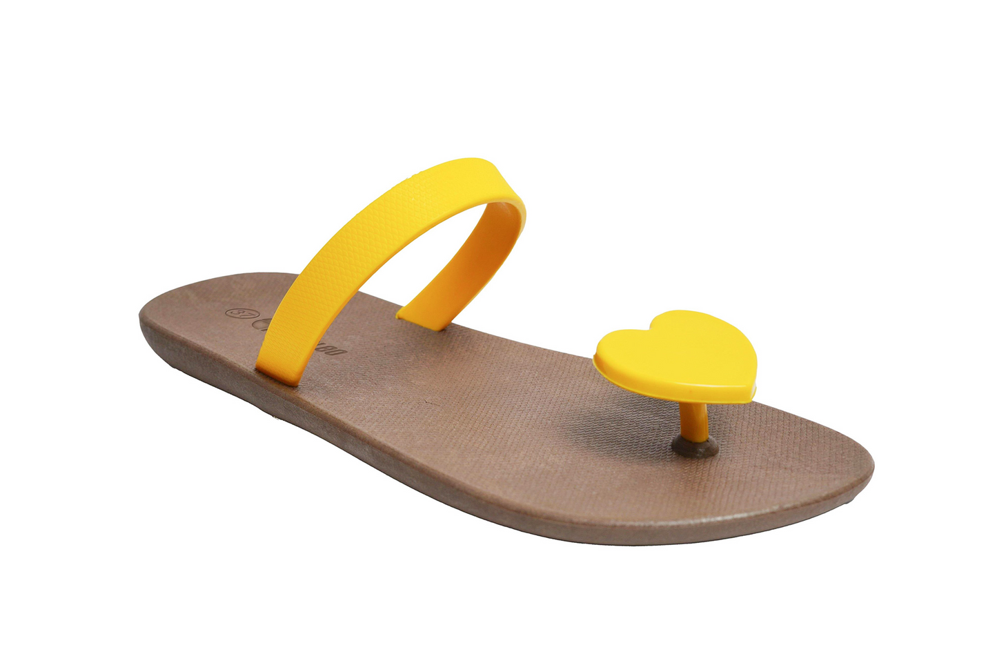 Poppi Heart Brown Sole Yellow Strap