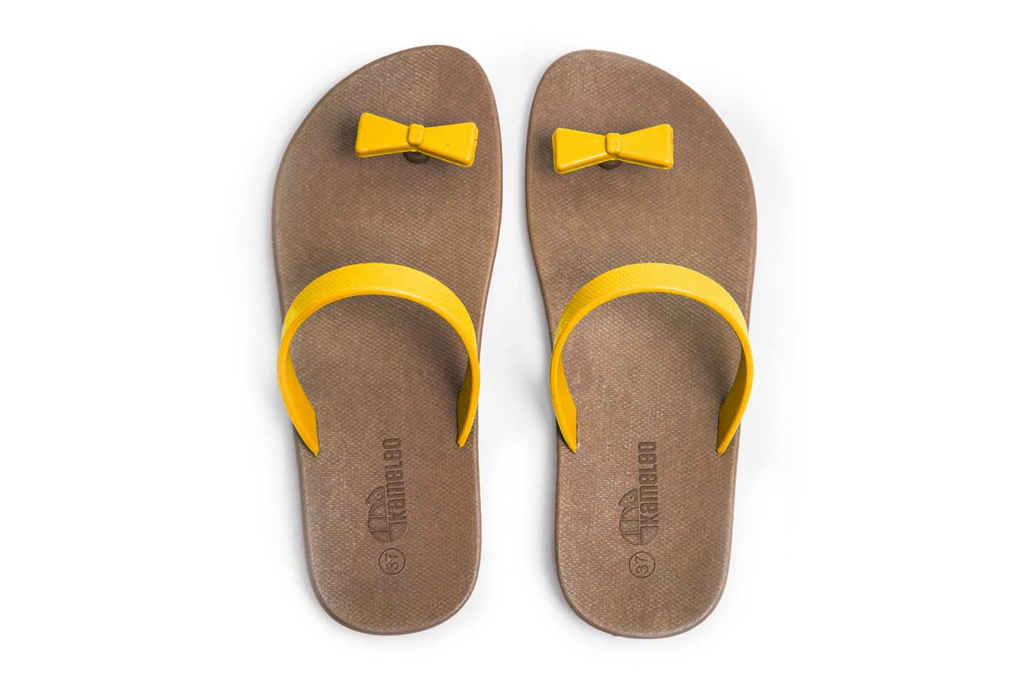 Poppi Bow Brown Sole Yellow Strap