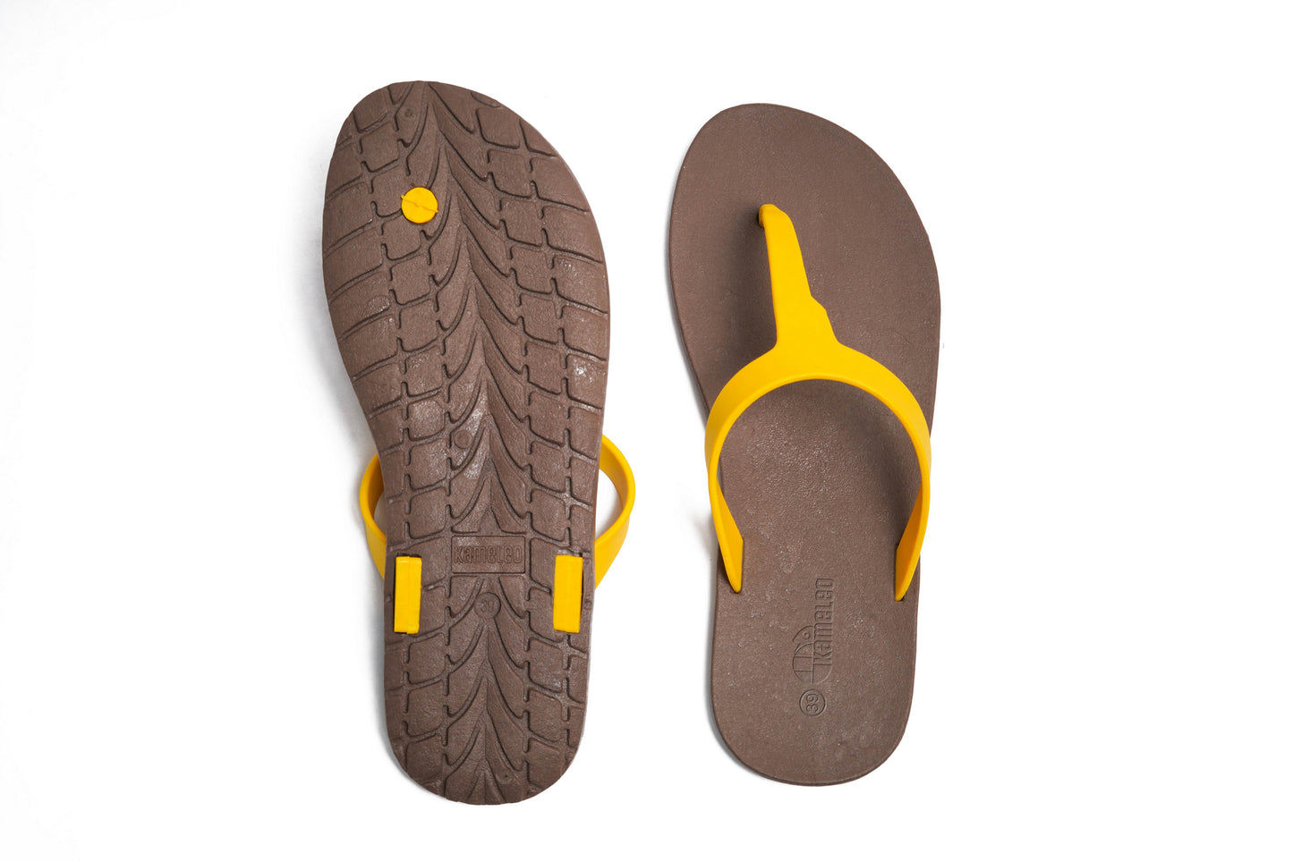 Thongs Brown Sole Yellow Strap