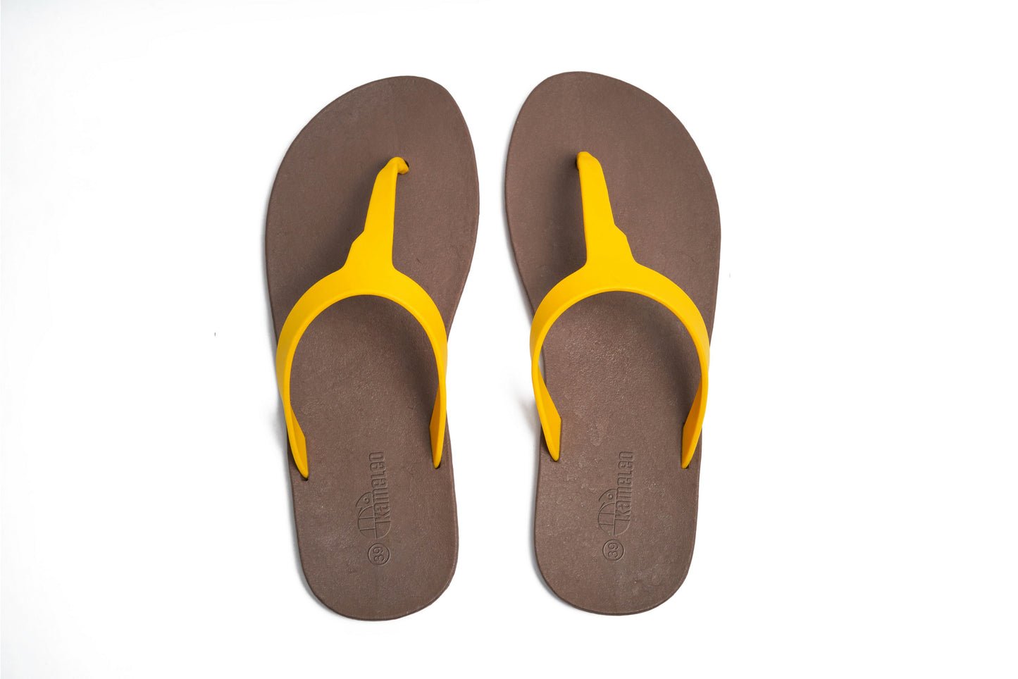 Thongs Brown Sole Yellow Strap