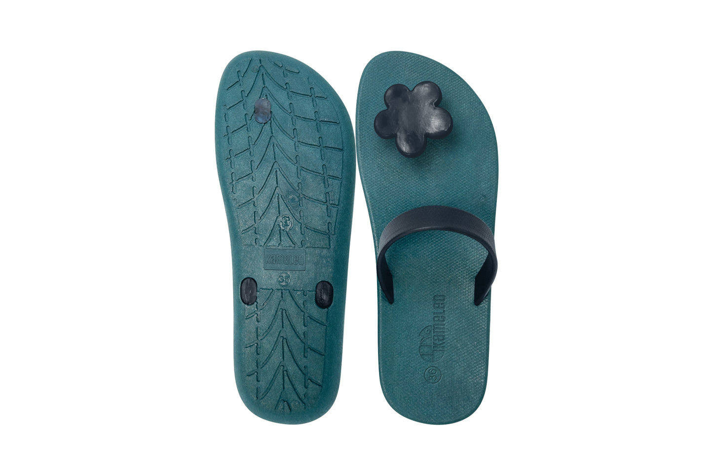 Poppi Flora Green Sole Black Strap