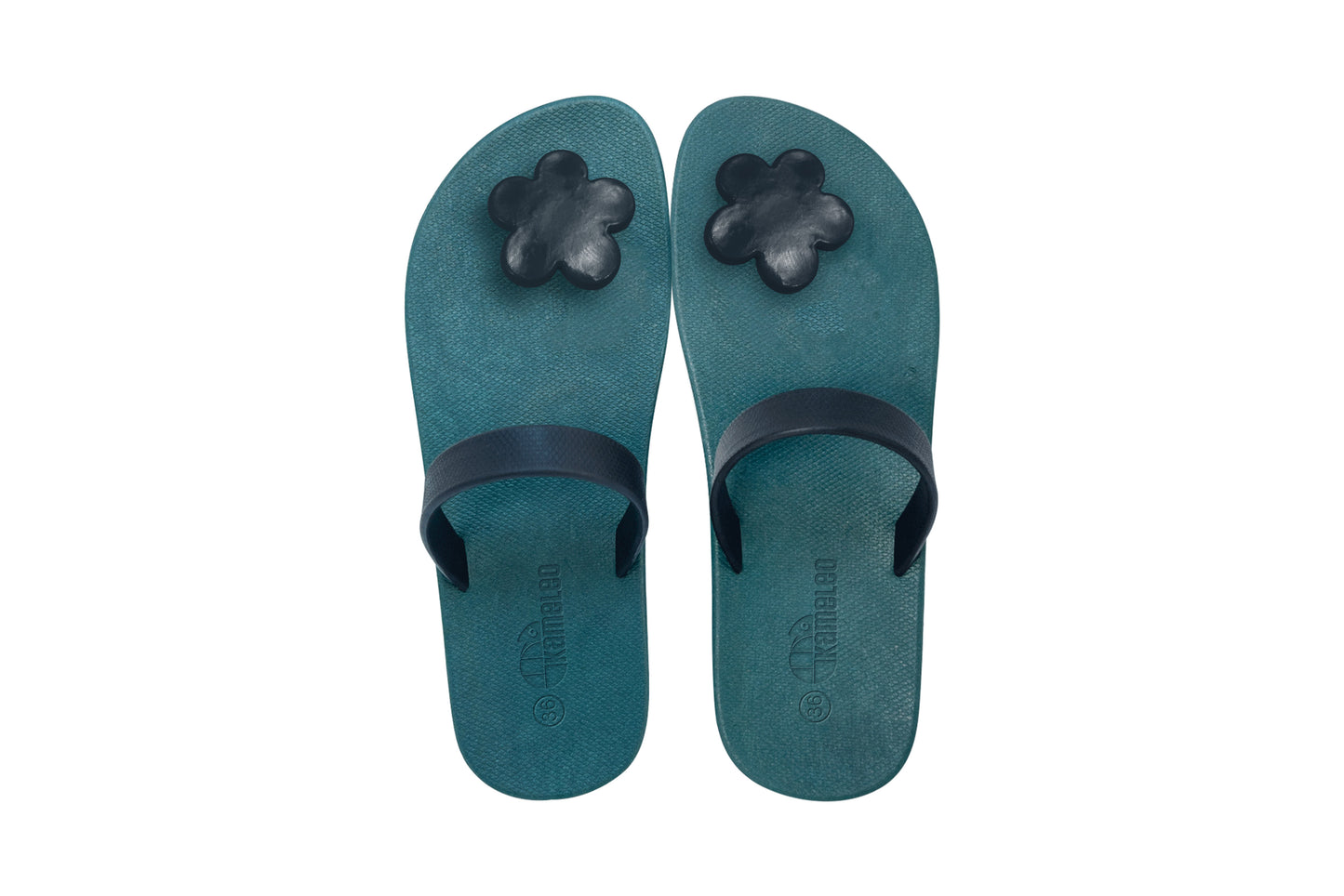 Poppi Flora Green Sole Black Strap