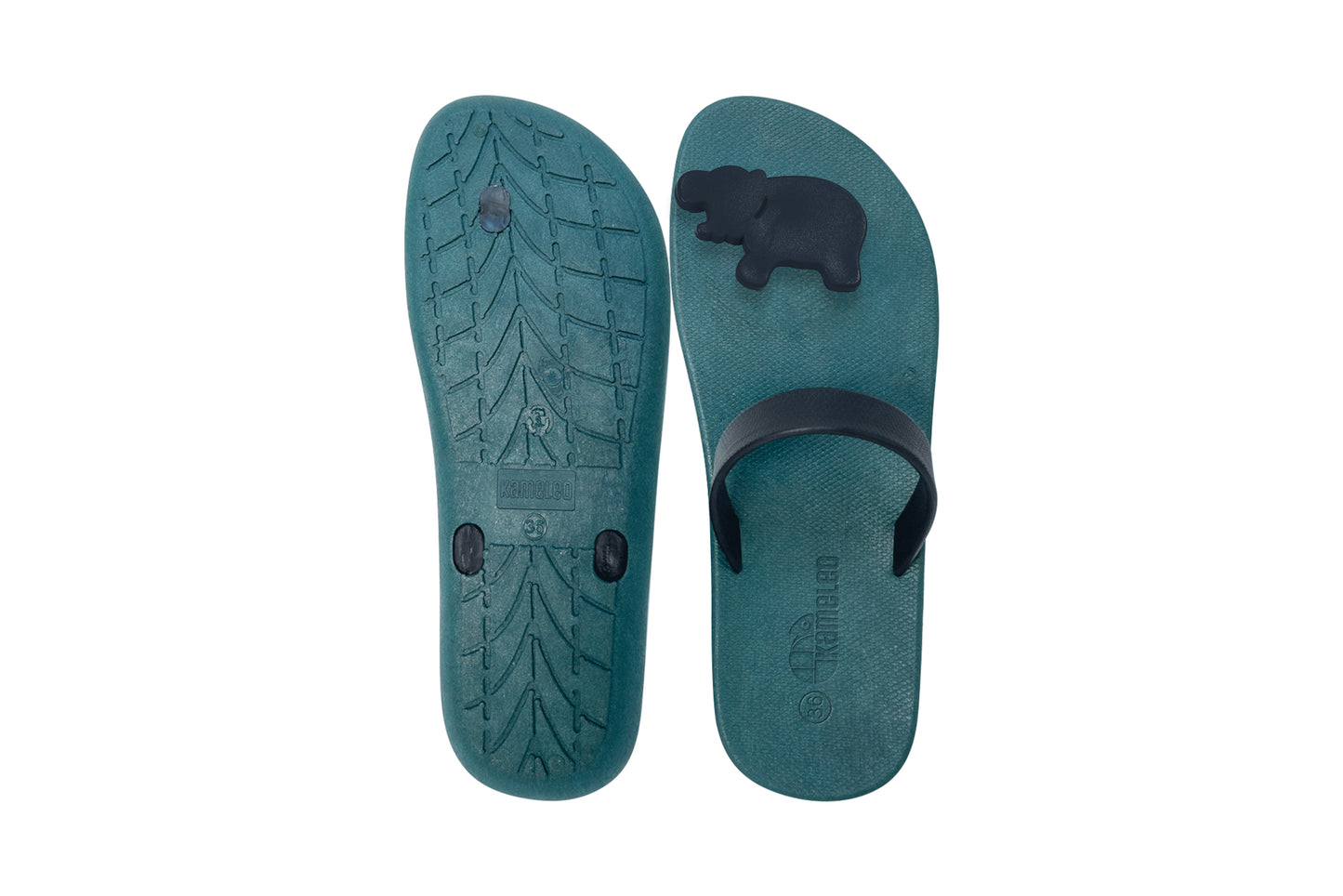 Poppi Hippo Green Sole Black Strap