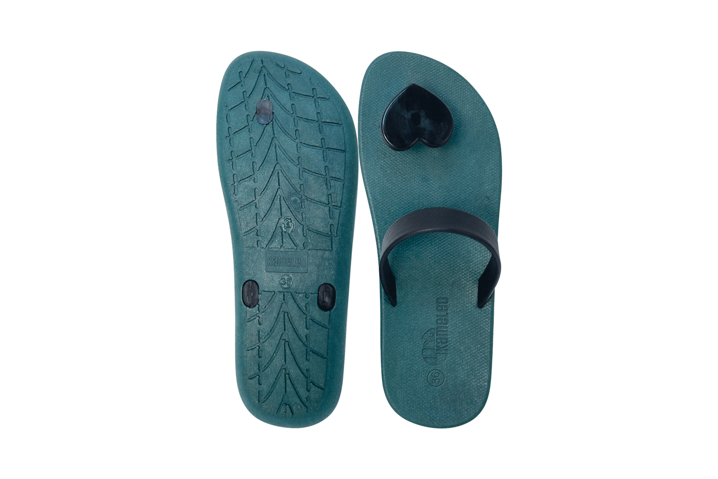 Poppi Heart Green Sole Black Strap