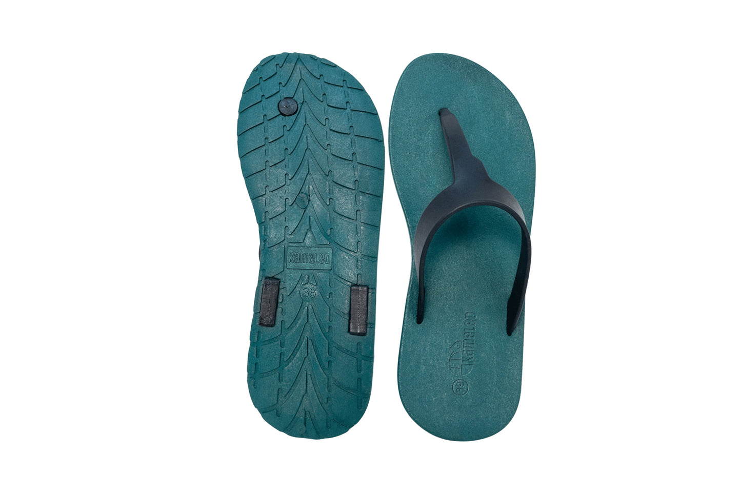 Thongs Green Sole Black Strap