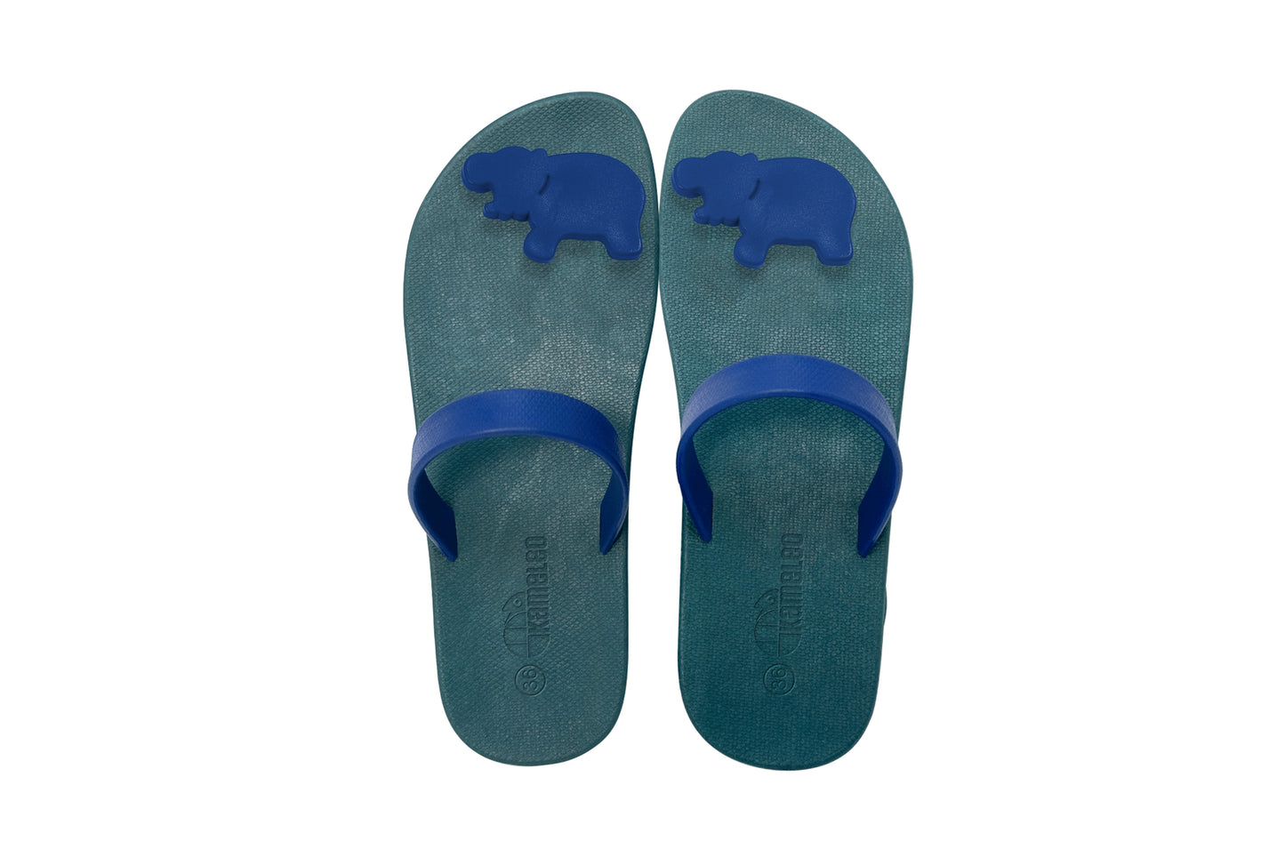 Poppi Hippo Green Sole Blue Strap