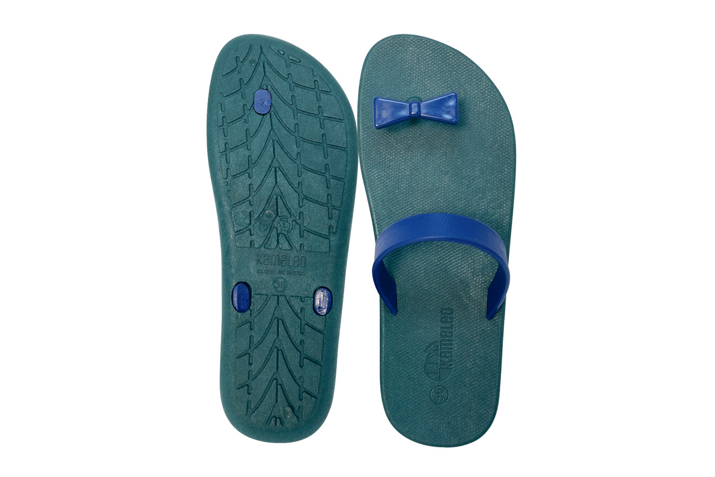 Poppi Bow Green Sole Blue Strap