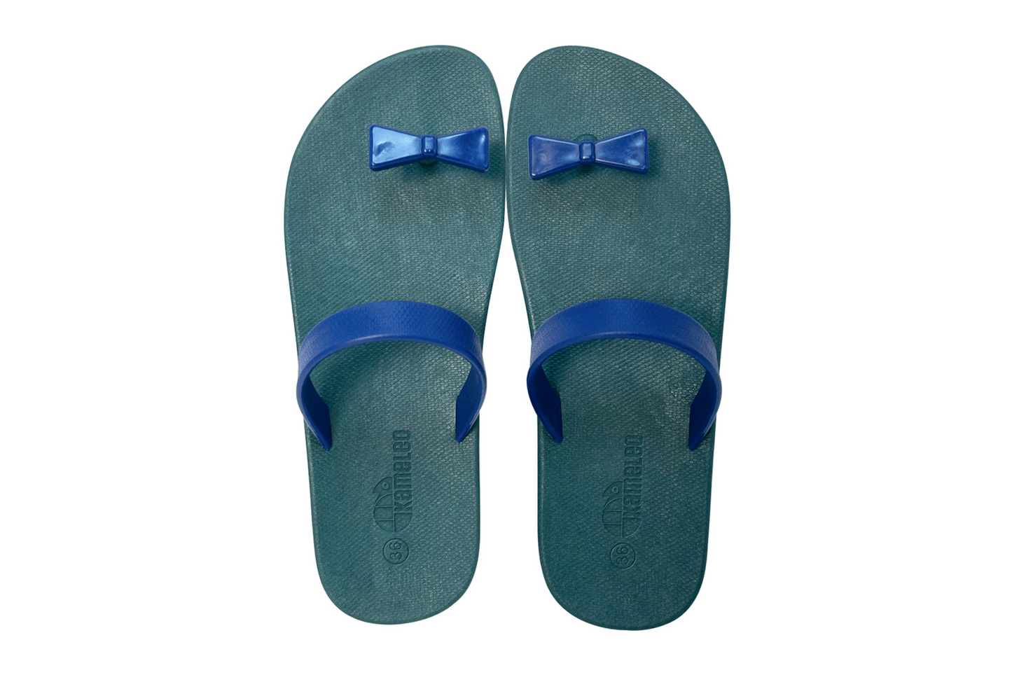 Poppi Bow Green Sole Blue Strap