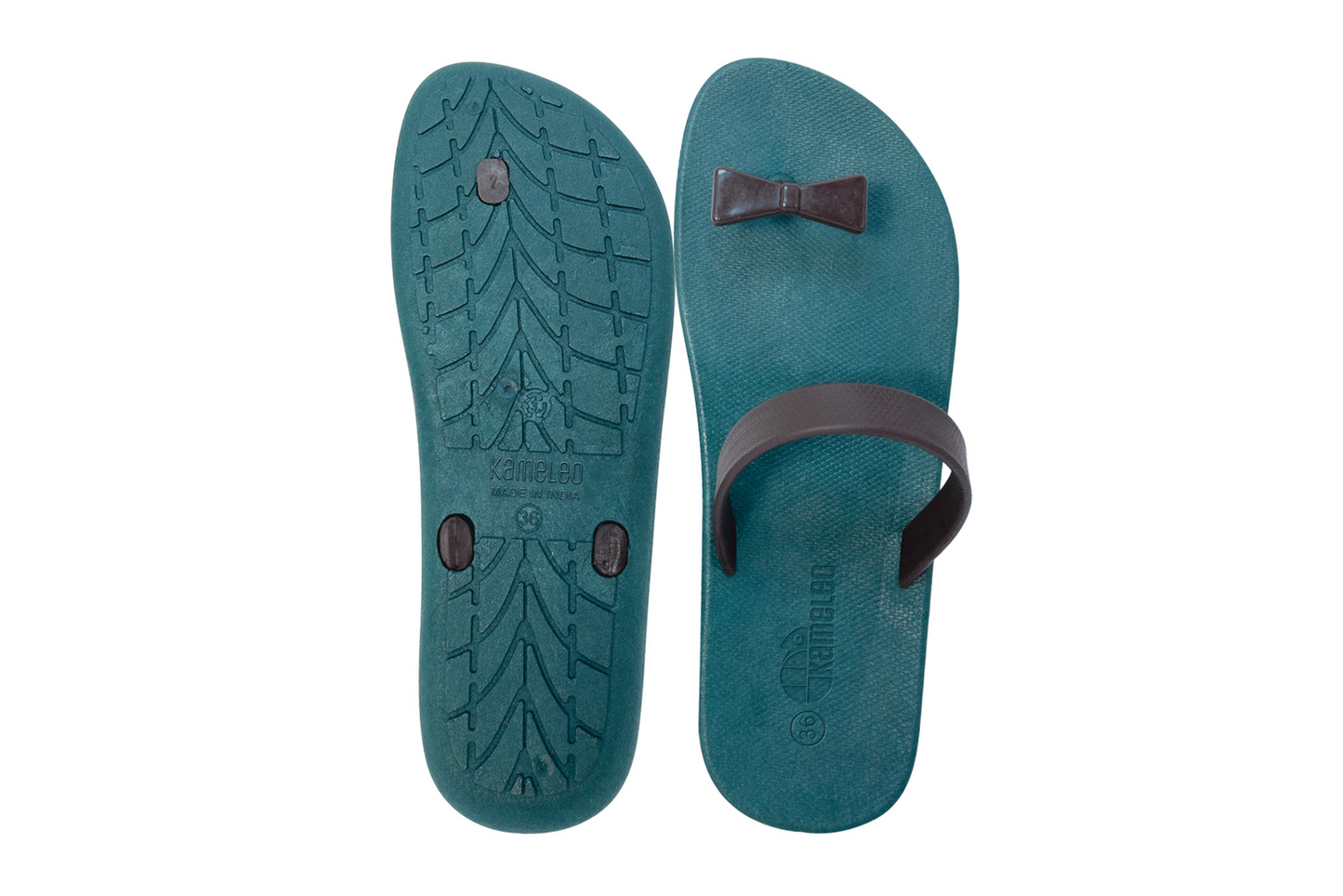 Poppi Bow Green Sole Brown Strap
