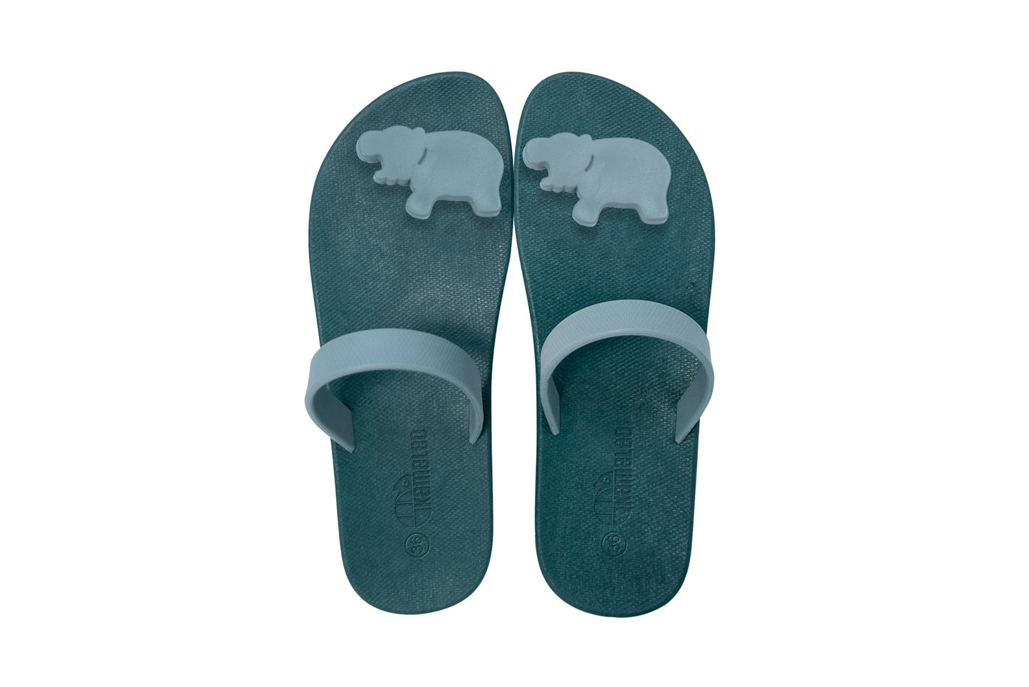 Poppi Hippo Green Sole Grey Strap