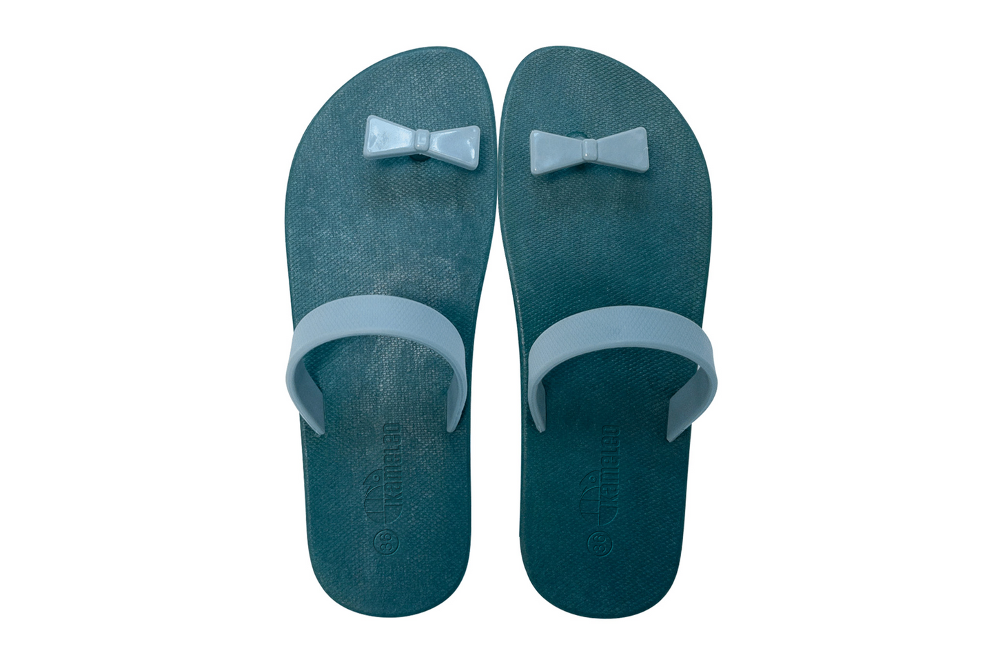 Poppi Bow Green Sole Grey Strap