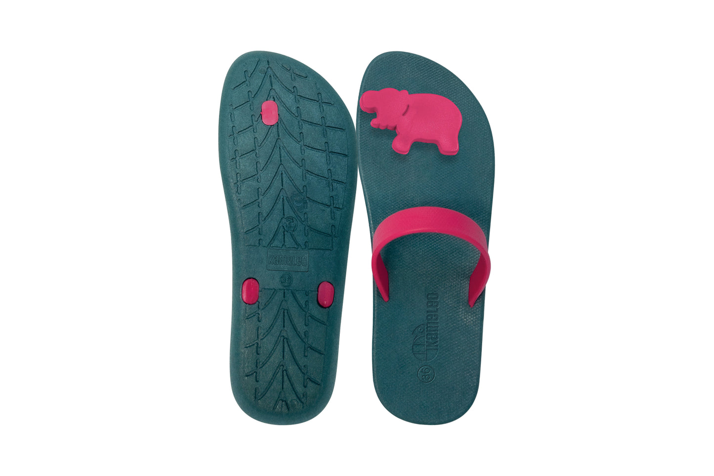 Poppi Hippo Green Sole Pink Strap