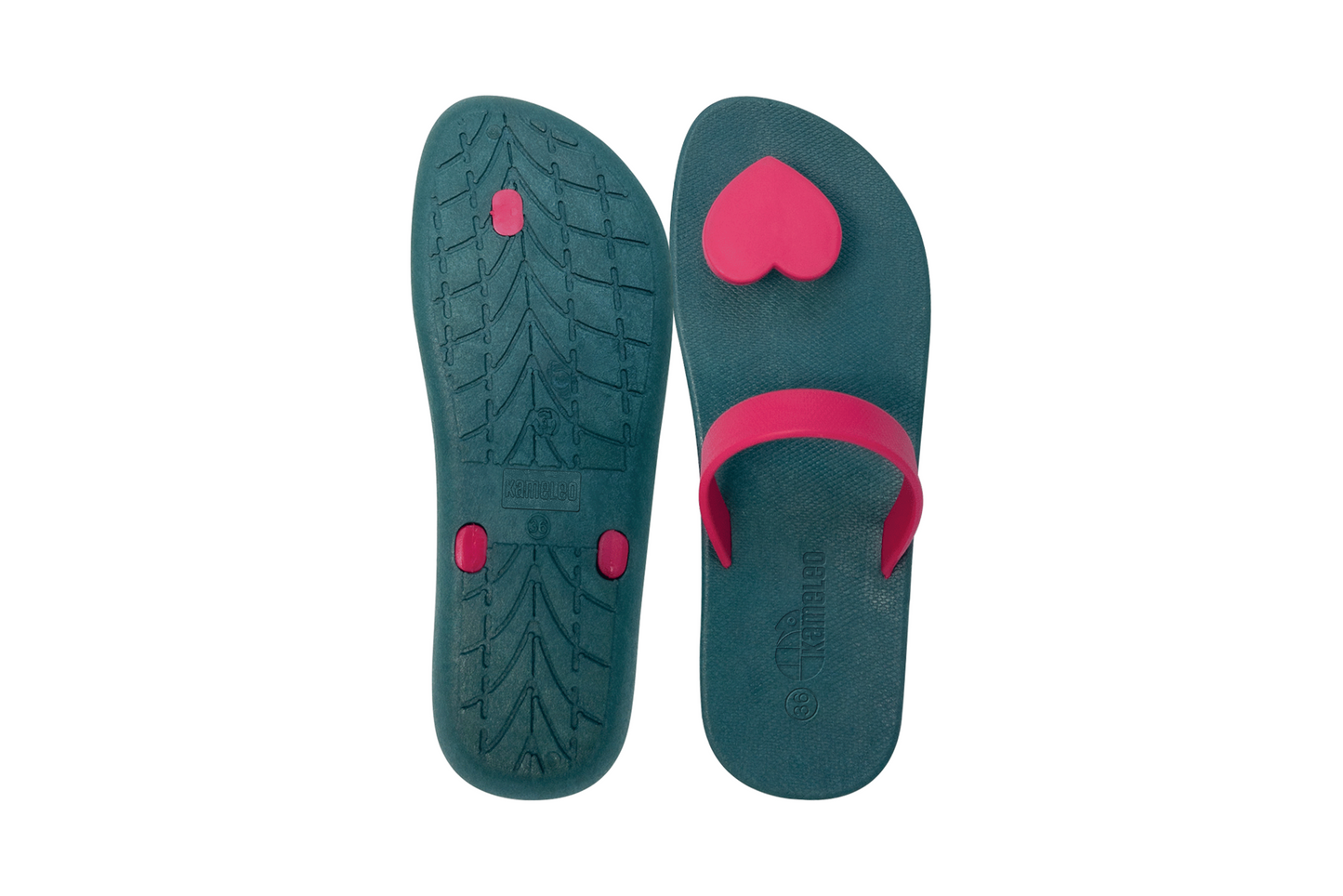 Poppi Heart Green Sole Pink Strap