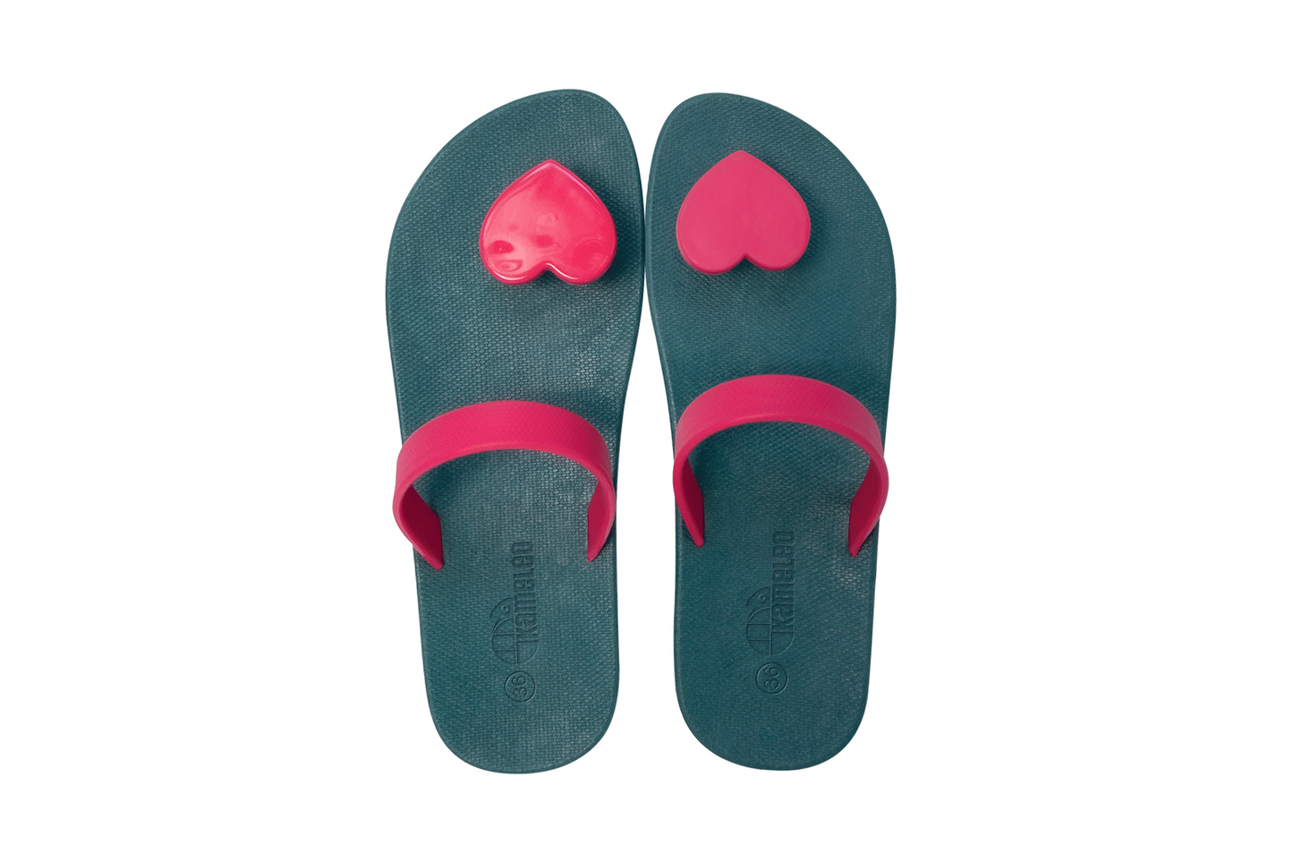 Poppi Heart Green Sole Pink Strap