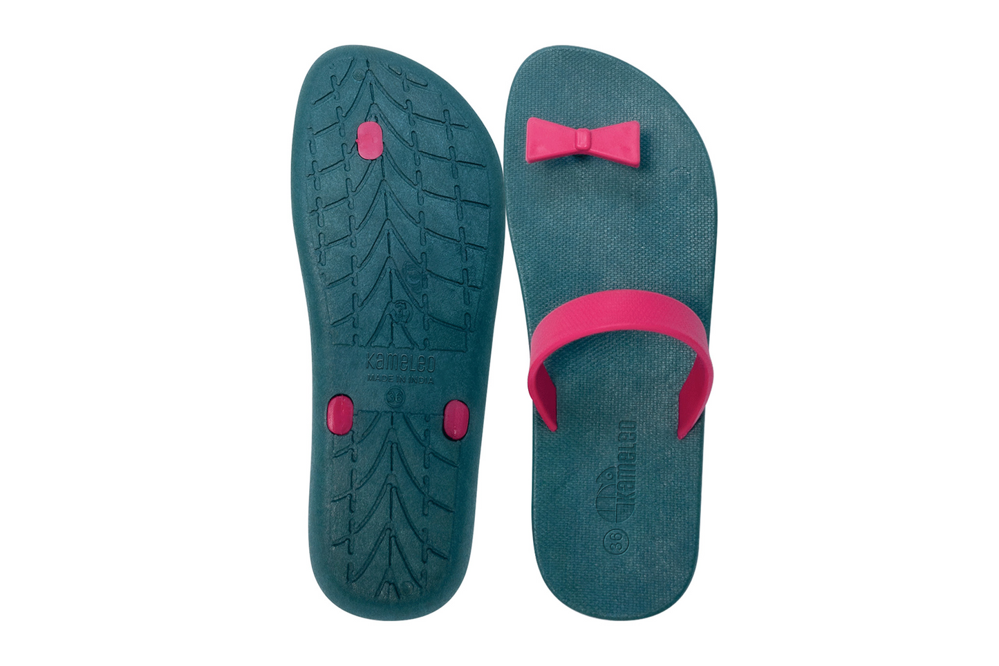 Poppi Bow Green Sole Pink Strap
