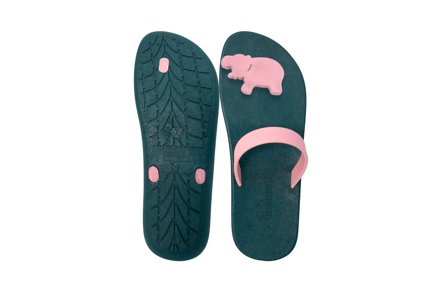 Poppi Hippo Green Sole LightPink Strap