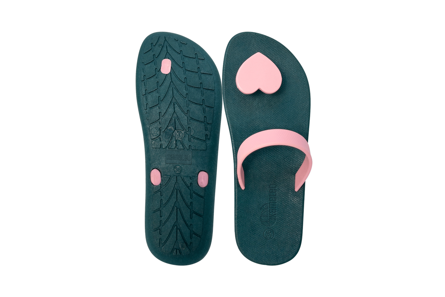 Poppi Heart Green Sole LightPink Strap