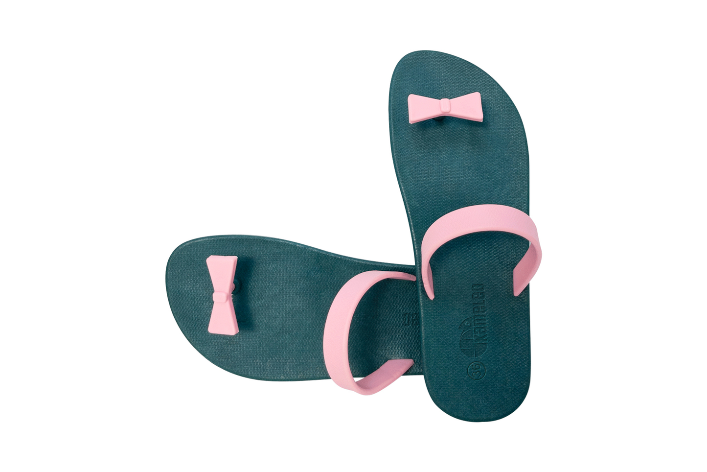 Poppi Bow Green Sole LightPink Strap