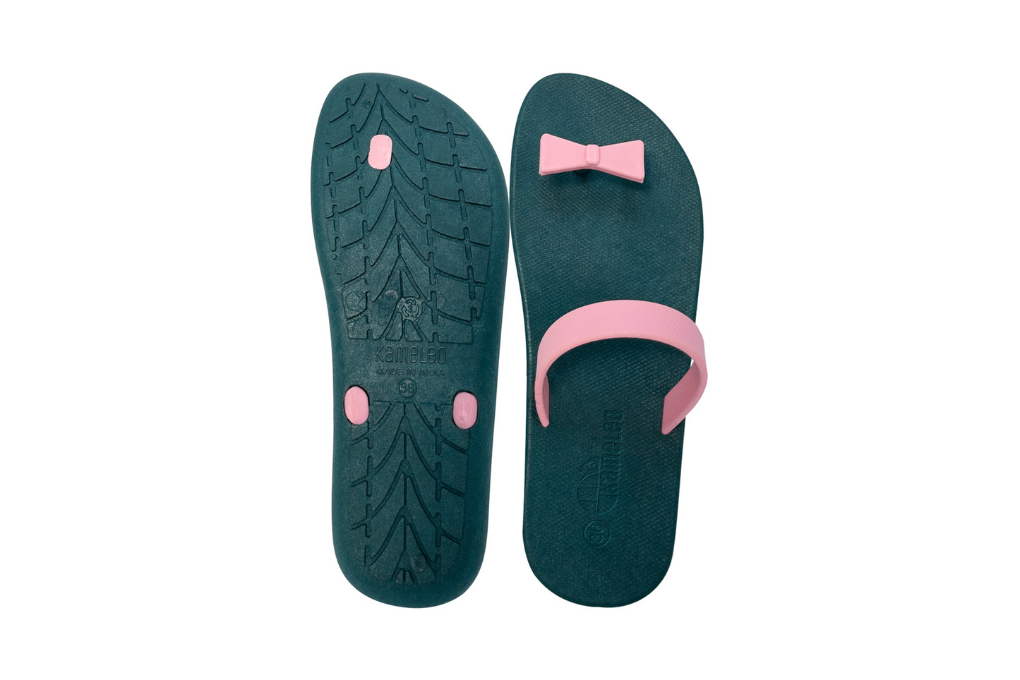 Poppi Bow Green Sole LightPink Strap