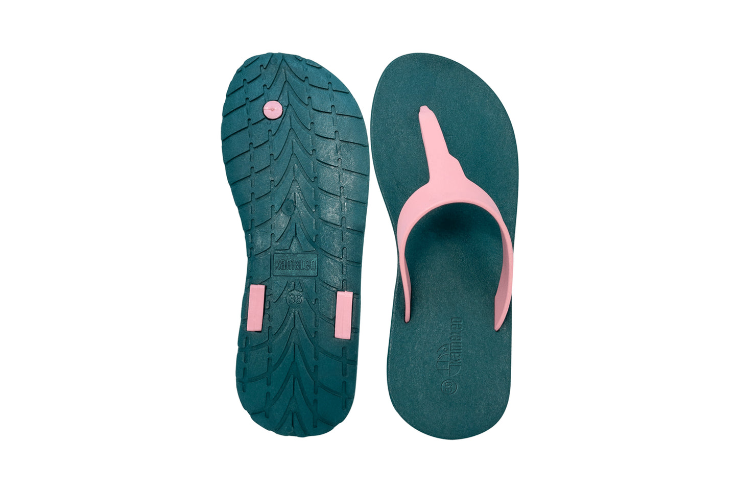 Thongs Green Sole LightPink Strap