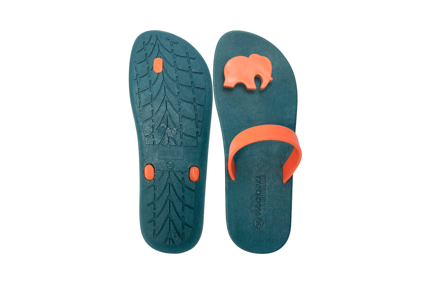 Poppi Ellie Green Sole Orange Strap