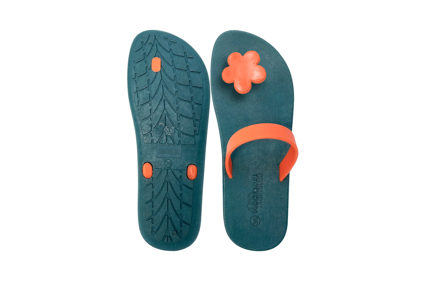Poppi Flora Green Sole Orange Strap