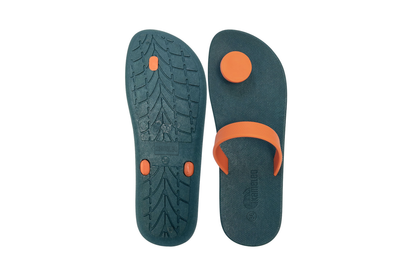 Poppi Dot Green Sole Orange Strap