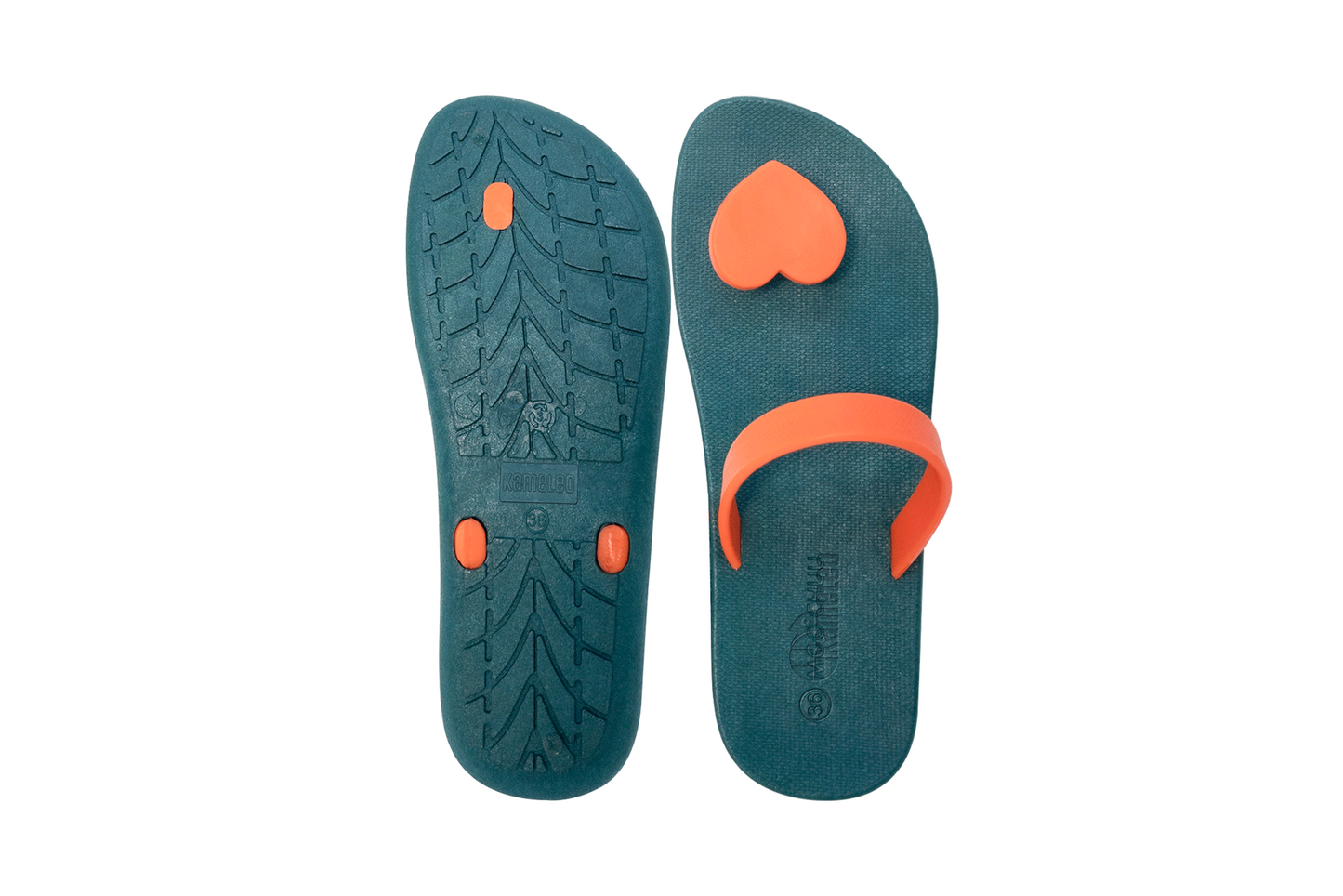 Poppi Heart Green Sole Orange Strap