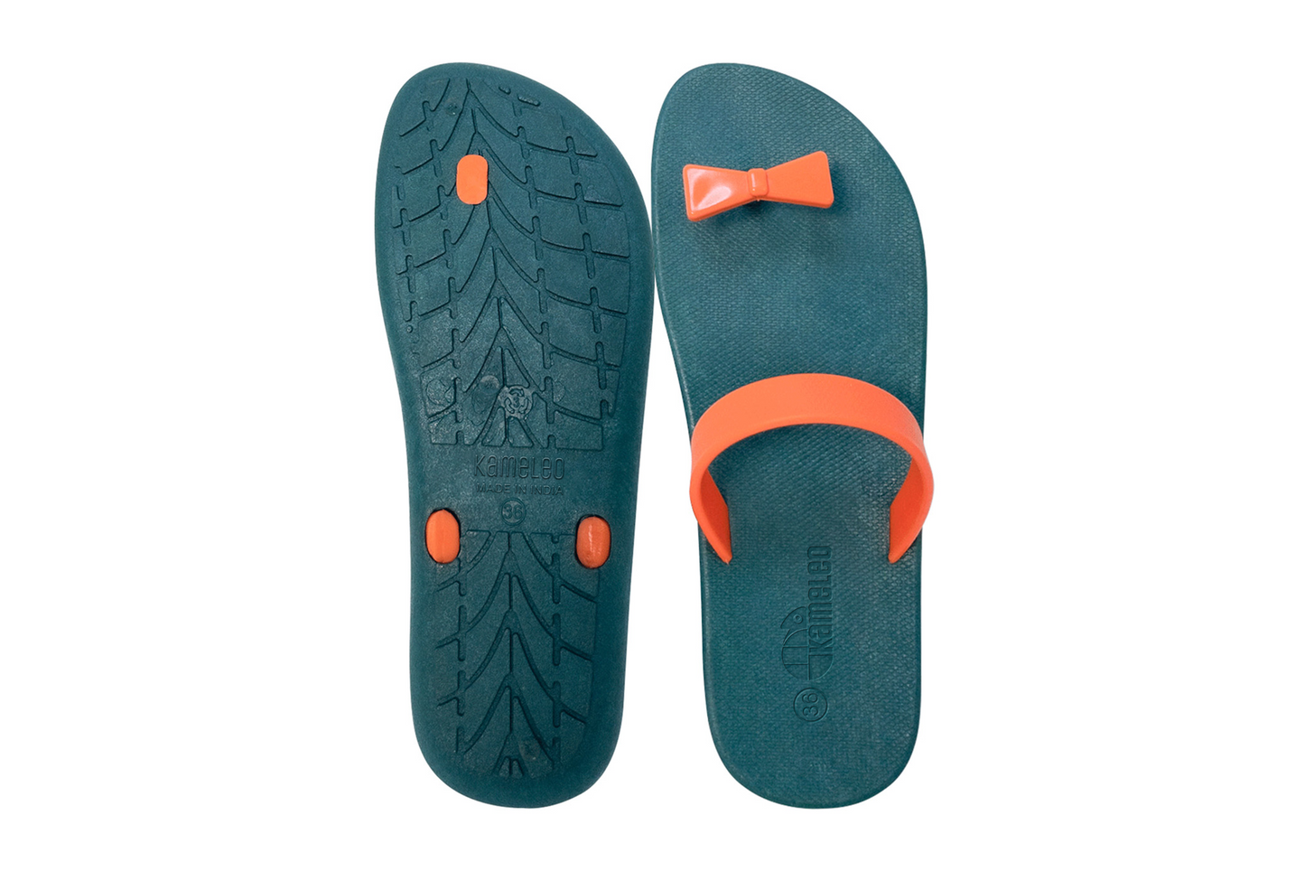 Poppi Bow Green Sole Orange Strap