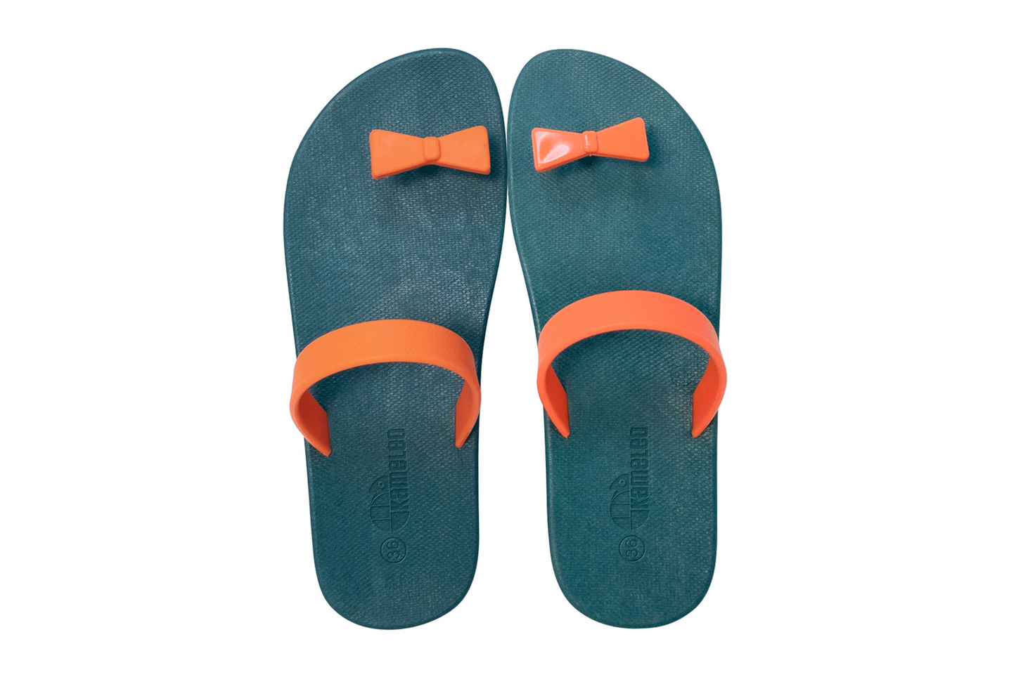 Poppi Bow Green Sole Orange Strap